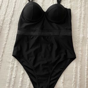 Black Mesh One piece Bathing suit
